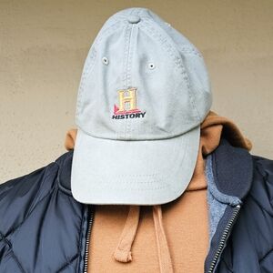 History Channel Cotton Baseball Cap w/ Faux Leather Strap Adams Manufacturing